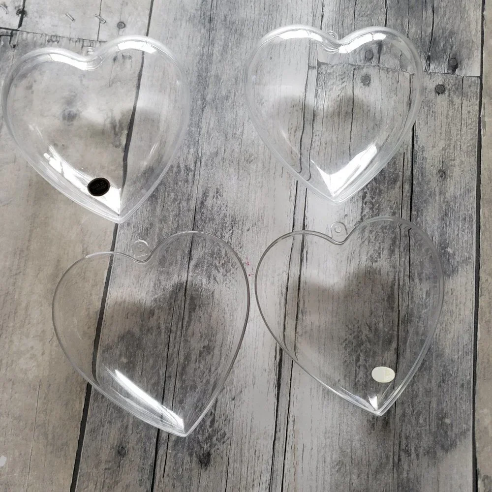 Set of 3 Clear Plastic Fillable Heart Containers - 4